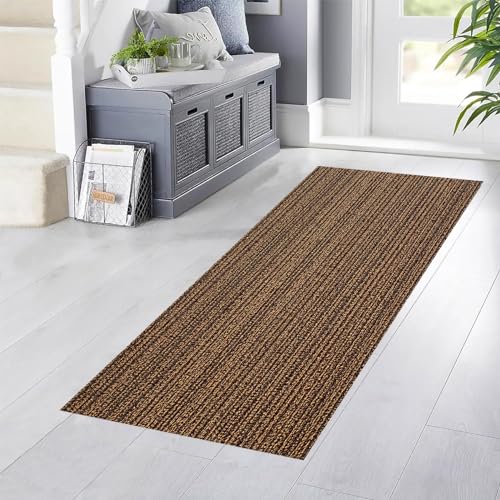 YANHONG Teppich Läufer Flur Küchenteppich 60 x 250 cm Hochwertiges Qualitätsprodukt Vor Dem Waschbecken Küchenteppiche mit Anti-Rutsch Unterseite für Esszimmer, Küche, läufer Flur, Braun von YANHONG