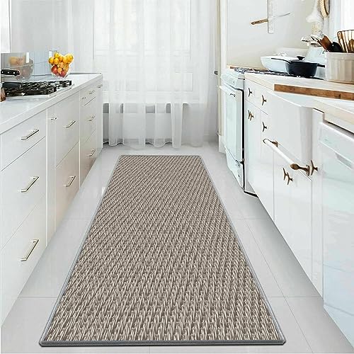 YANHONG Teppich Läufer Flur Küchenteppich 80 x 240 cm rutschfest, robust & pflegeleicht Läufer Schmutzfangmatte mit Anti-Rutsch Unterseite für Esszimmer, Küche, läufer Flur, Taupe von YANHONG