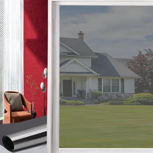 wasserdichte Fensterfolie Glasfolie 54 x 220 cm mit Uv-Schutz Und Hitzeschutz Spiegelfolie Fensterfolie Hitzeschutz mit Installation Swerkzeugen für Wohn- Und Bürofenster, Silbergrau wasserdichte Fensterfolie Glasfolie 54 x 220 cm mit Uv-Schutz Und Hitzeschutz Spiegelfolie Fensterfolie Hitzeschutz mit Installation Swerkzeugen für Wohn- Und Bürofenster, Silbergrau von YANHONG