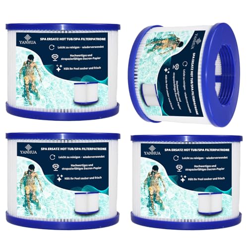 YANHUA Filterkartuschen für aufblasbares Spa, Clever Spa Filter 76 X 100 mm, spa zubehör, Filter spa für Aquaparx, Pool Filter Lamellenfilter, langlebig (4pcs) von YANHUA
