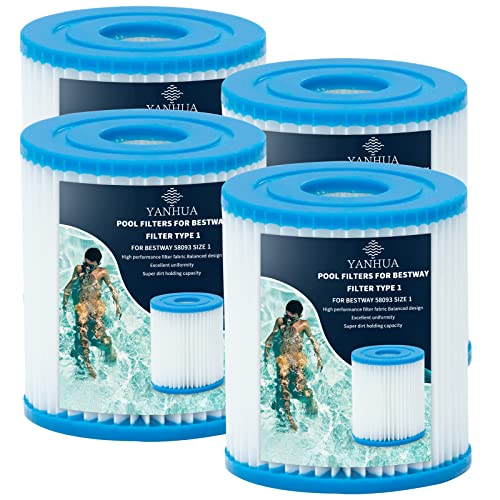 YANHUA Poolfilter für Bestway Filter Typ 1,Filterkartuschen für Bestway 58093 Größe 1,Ersatz Easy Filterkartusche,Aufblasbarer Schwimmbadfilter (4) von YANHUA