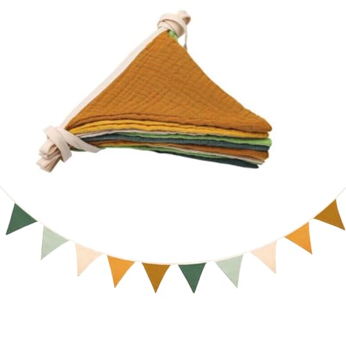 YANINEE Musselin Baumwolle Wimpelkette Kinderzimmer Stoff, Babyzimmer Deko Junge & Mädchen (2.4m) von YANINEE