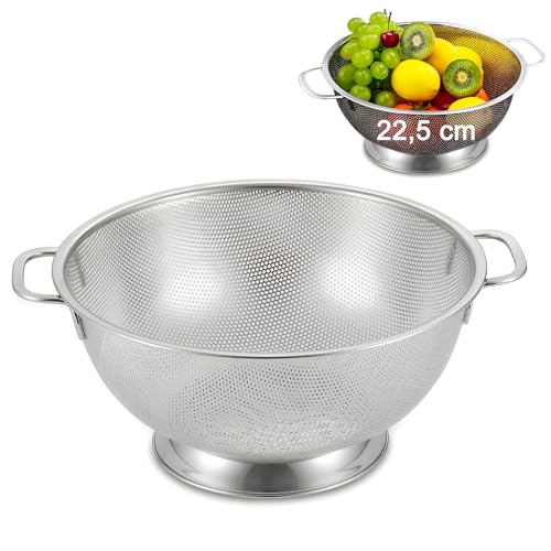 Edelstahl Küchensieb mit Griffen, Micro-Perforiertes Nudelsieb, 304 Abtropfsieb aus Edelstahl, Nudelsieb Abtropfsieb, Küchenhelfer Sieb für Ablaufen Gemüse, Obst, Reis, Nudeln, Spülmaschinenfest, 22,5 Edelstahl Küchensieb mit Griffen, Micro-Perforiertes Nudelsieb, 304 Abtropfsieb aus Edelstahl, Nudelsieb Abtropfsieb, Küchenhelfer Sieb für Ablaufen Gemüse, Obst, Reis, Nudeln, Spülmaschinenfest, 22,5 von YANJINGHE