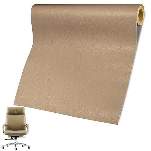 Leder Reparatur Set Patch Kit, 60 x 137cm Lederflicken Selbstklebend, Leder Selbstklebend Patch, Kunstleder Selbstklebend für Sofas, Autositze, Bürostuhl, Handtasche, Kopfteil(khaki) von YANJINGHE