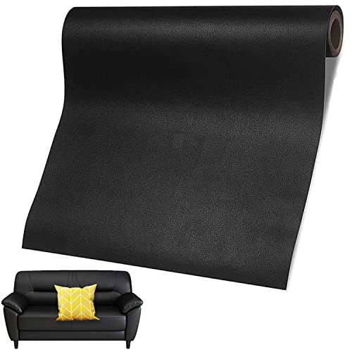 Leder Reparatur Set Patch Kit, 60 x 137cm Lederflicken Selbstklebend, Leder Selbstklebend Patch, Kunstleder Selbstklebend für Sofas, Autositze, Bürostuhl, Handtasche, Kopfteil (Schwarz) von YANJINGHE