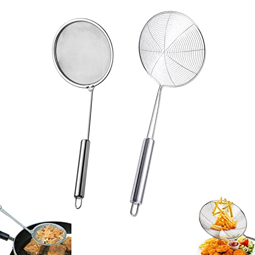 2 Stück Spinnen Sieb, Schaumlöffel Edelstahl Fein, Sieb Küche, Sieb Edelstahl, Schaumlöffel, mit Langem Griff, für Küche Filter Skims Fat Scum,Skimming Fett Schaum 2 Stück Spinnen Sieb, Schaumlöffel Edelstahl Fein, Sieb Küche, Sieb Edelstahl, Schaumlöffel, mit Langem Griff, für Küche Filter Skims Fat Scum,Skimming Fett Schaum von YANJIY