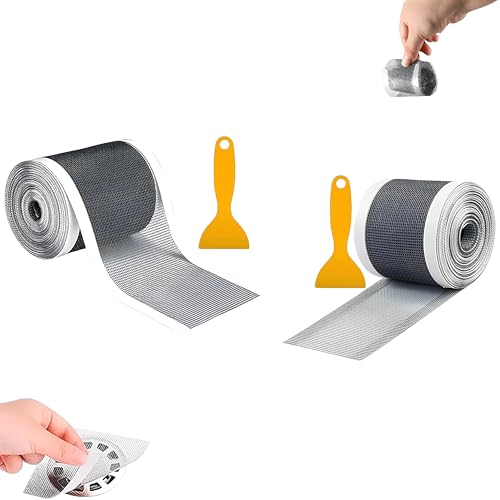 2er Set Selbstklebende Abflusssiebe (7cm +10cm) x 10m, Haarfänger Länglich mit 2 Spachteln Abflusssieb Aufkleber, für Dusche, Badewanne, Küche – Anti-Verstopfung Mesh & Klebefolie von YANJIY