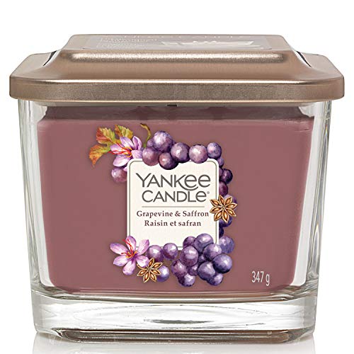 Yankee Candle mittelgroße Duftkerze mit 3 Dochten | Grapevine & Saffron | Brenndauer bis zu 38 Stunden | Elevation Kollektion mit Plattformdeckel von Yankee Candle