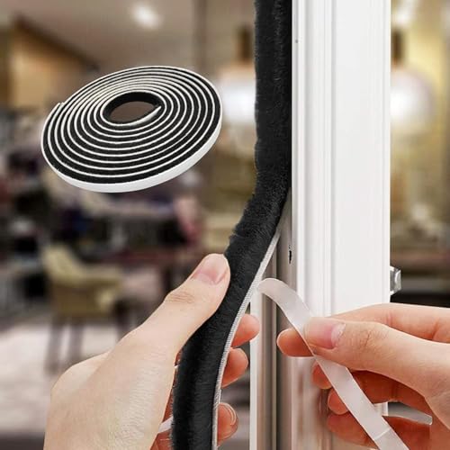 Bürstendichtung Türdichtung Selbstklebend, 9 mm(B) x 23mm(D) x 10M(L) Türbodendichtung Insektenschutz, Dichtungsbürste für Tür, Fenster, Kleiderschränk,Zugluftstopper für Türen Schwarz von YANKUIRUI