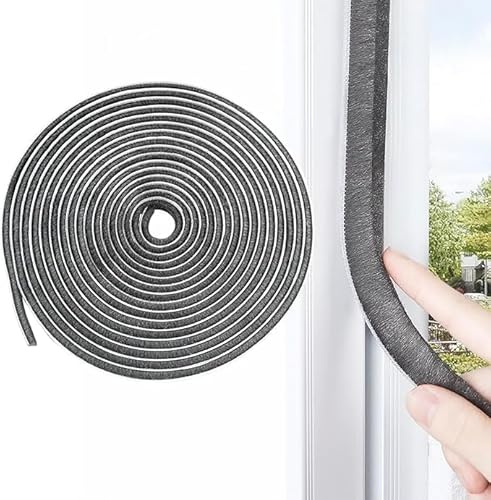 Bürstendichtung Türdichtung Selbstklebend, 9 mm(B) x 5mm(D) x 5M(L) Türbodendichtung Insektenschutz, Dichtungsbürste für Tür, Fenster, Kleiderschränk,Zugluftstopper für Türen Grey von YANKUIRUI