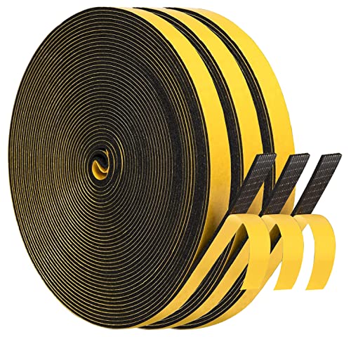 Dichtungsband Türdichtung Selbstklebend 6mm(B)x1.5mm(D)/15m(L) für Türen Fenster Schaumstoff klebeband Gummidichtung Gegen Kalte Zugluft/Anti-Kollision/Schalldichter/Wasserdichter/Staubdicht, Schwarz von YANKUIRUI