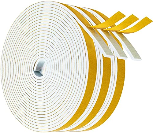 Dichtungsband Türdichtung Selbstklebend 12mm(B)x3mm(D)/15m(L) für Türen Fenster Schaumstoff klebeband Gummidichtung Gegen Kalte Zugluft/Anti-Kollision/Schalldichter/Wasserdichter/Staubdicht Weiß von YANKUIRUI