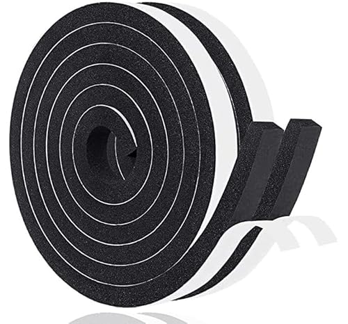Dichtungsband Selbstklebend für Türen Fensterdichtung 12mm(B) x 10mm(D)/4m(L) Schaumstoff Klebeband Gummidichtung Gegen Kalte Zugluft/Anti-Kollision/Schalldichter Schwarz von YANKUIRUI