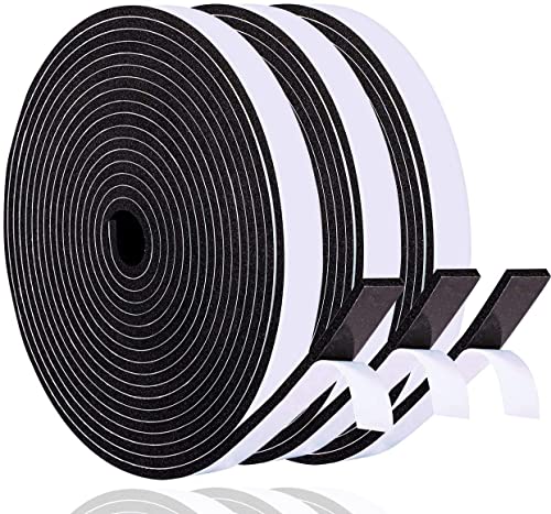 Dichtungsband Selbstklebend für Türen Fensterdichtung 12mm(B) x 3mm(D)/15m(L) Schaumstoff Klebeband Gummidichtung Gegen Kalte Zugluft/Anti-Kollision/Schalldichter/Wasserdichter/Staubdicht Schwarz von YANKUIRUI