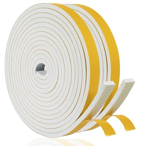 Dichtungsband Selbstklebend für Türen Fensterdichtung 12mm(B) x 6mm(D)/8m(L) Schaumstoff Klebeband Gummidichtung Gegen Kalte Zugluft/Anti-Kollision/Schalldichter/Wasserdichter/Staubdicht Weiß von YANKUIRUI