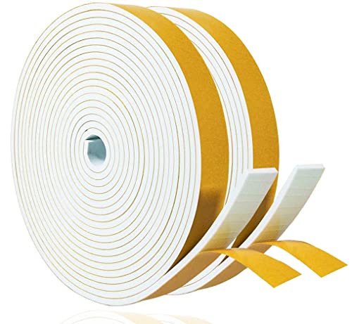 Dichtungsband Selbstklebend für Türen Fensterdichtung 25mm(B) x 3mm(D)/10m(L) Schaumstoff Klebeband Gummidichtung Gegen Kalte Zugluft/Anti-Kollision/Schalldichter/Wasserdichter/Staubdicht Weiß von YANKUIRUI