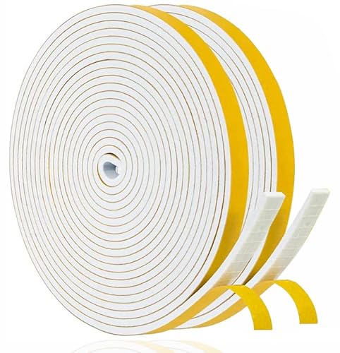 Dichtungsband Selbstklebend für Türen Fensterdichtung 6mm(B) x 3mm(D)/20m(L) Schaumstoff Klebeband Gummidichtung Gegen Kalte Zugluft/Anti-Kollision/Schalldichter/Wasserdichter/Staubdicht Schwarz Weiß von YANKUIRUI