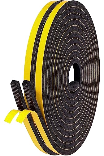 Dichtungsband Selbstklebend für Türen Fensterdichtung 6mm(B) x 6mm(D)/10m(L) Schaumstoff Klebeband Gummidichtung Gegen Kalte Zugluft/Anti-Kollision/Schalldichter/Wasserdichter/Staubdicht Schwarz von YANKUIRUI