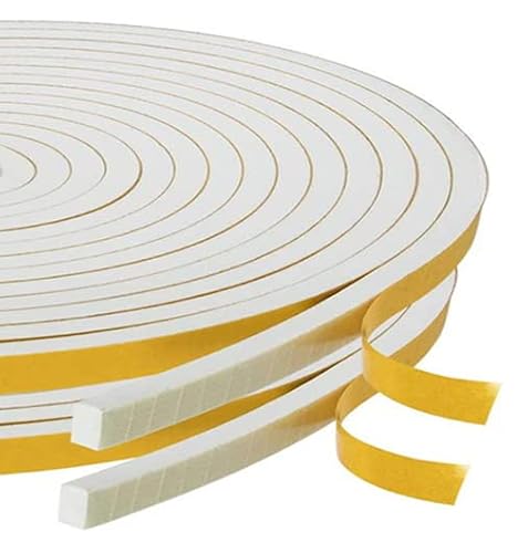 Dichtungsband Selbstklebend für Türen Fensterdichtung 6mm(B) x 6mm(D)/10m(L) Schaumstoff Klebeband Gummidichtung Gegen Kalte Zugluft/Anti-Kollision/Schalldichter/Wasserdichter/Staubdicht Weiß von YANKUIRUI