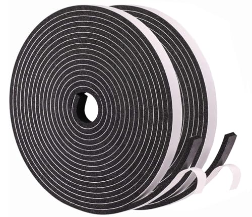 Dichtungsband Selbstklebend für Türen Fensterdichtung 9mm(B) x 3mm(D)/10m(L) Schaumstoff Klebeband Gummidichtung Gegen Kalte Zugluft/Anti-Kollision/Schalldichter/Wasserdichter/Staubdicht Schwarz von YANKUIRUI