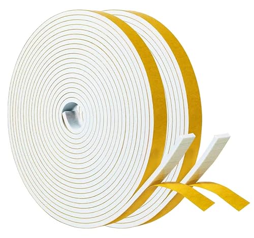 Dichtungsband Selbstklebend für Türen Fensterdichtung 9mm(B) x 3mm(D)/10m(L) Schaumstoff Klebeband Gummidichtung Gegen Kalte Zugluft/Anti-Kollision/Schalldichter/Wasserdichter/Staubdicht Weiß von YANKUIRUI