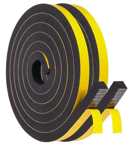 Dichtungsband Türdichtung Selbstklebend 12mm(B) x12mm(D)/4m(L) für Türen Fenster Schaumstoff klebeband Gummidichtung Gegen Kalte Zugluft/Anti-Kollision/Schalldichter/Wasserdichter/Staubdicht, Schwarz von YANKUIRUI