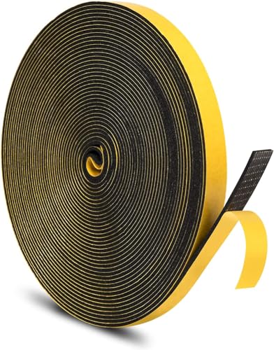 Dichtungsband Türdichtung Selbstklebend 12mm(B)x1.5mm(D)/10m(L) für Türen Fenster Schaumstoff klebeband Gummidichtung Gegen Kalte Zugluft/Anti-Kollision/Schalldichter/Wasserdichter/Staubdicht, Schwarz von YANKUIRUI