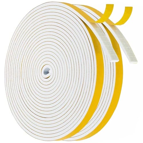 Dichtungsband Türdichtung Selbstklebend 6mm(B)x3mm(D)/20m(L) für Türen Fenster Schaumstoff klebeband Gummidichtung Gegen Kalte Zugluft/Anti-Kollision/Schalldichter/Wasserdichter/Staubdicht Weiß von YANKUIRUI