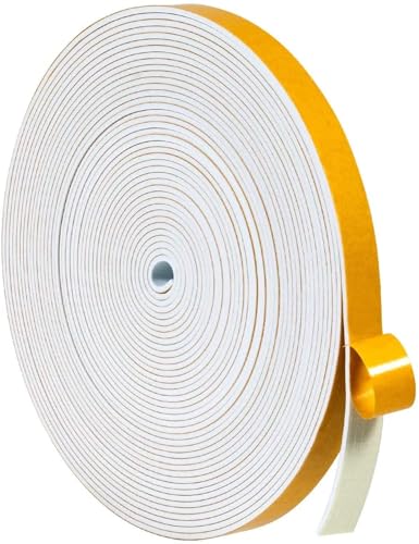 Dichtungsband Türdichtung Selbstklebend 12mm(B) x1.5mm(D)/10m(L) für Türen Fenster Schaumstoff klebeband Gummidichtung Gegen Kalte Zugluft/Anti-Kollision/Schalldichter/Wasserdichter/Staubdicht Weiß von YANKUIRUI