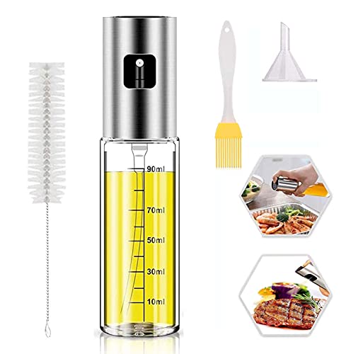 YANKUIRUI Ölsprüher für Speiseöl, Backspray Öl Sprühflasche Glas 100ML, Trennspray Oil Sprayer Benutzt für Benutzt für BBQ, Kochen, Salat, Backen, Pasta, Picknick und Grill (100ml*1+Set) von YANKUIRUI