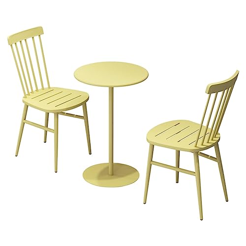 YANLD Tische und Stühle für den Außenbereich, Gartenmöbel-Sets, Tisch und 2 Stühle, runder Esstisch, Bistro-Konversationsset für Terrasse, Balkon, Hinterhof von YANLD