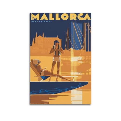 YANLI Poster für Stadtreisen, Motiv: Mallorca Islas Baleares, dekoratives Gemälde, Leinwand, Wandposter und Kunstdruck, moderne Familienschlafzimmer-Dekoration, Poster, 30 x 45 cm von YANLI