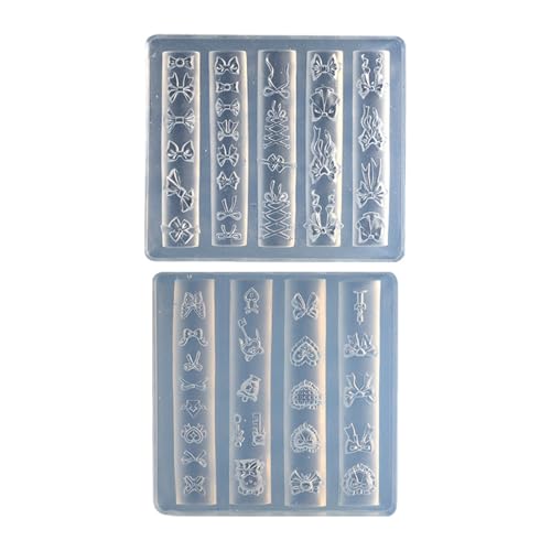 2pieces Nägel Kunstform Bowknot Theme Template Formen Silikon Textur Für Kosmetiker Und Lernende Silikon Bogenknotenschmuckform von YANPINGJIA
