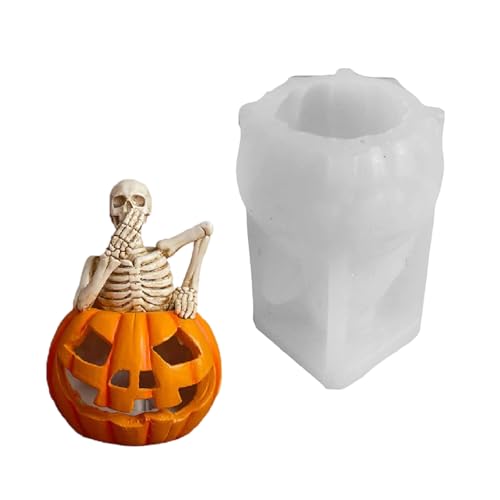 Gruselige Skelett Silikone Form Kürbisse Gussform Epoxidharzform Halloween Kerzenform Basteln von YANPINGJIA