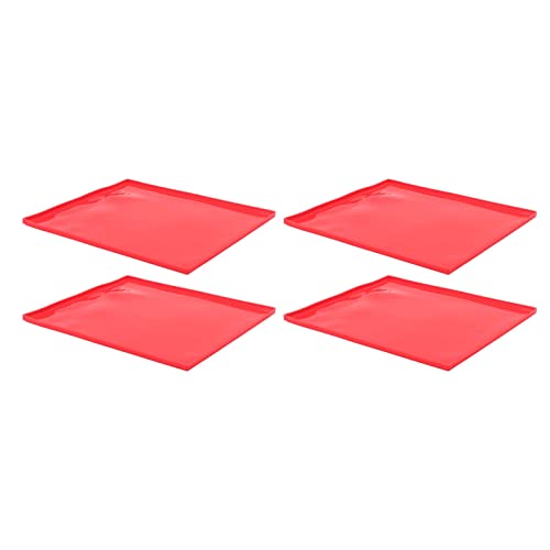 Rollkuchenmatte, verhindert Anhaften, lebensmittelechtes Silikon, flexible Backform, Dehydrator-Matte mit erhöhten Fransen, 4 Stück, rot von YANQIANKUN