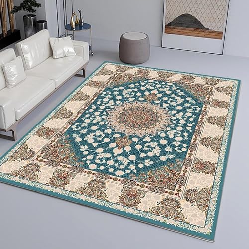 YANQSHM Teppiche Wohnzimmer 160x230cm Teppiche Schlafzimmer Vintage Boho Teppich Wohnzimmer Weicher Kurzflor Traditionelle Rugs Küche Esszimmer Flur Leicht Zu Reinigen Pfauenblau 160 X 230 cm YANQSHM Teppiche Wohnzimmer 160x230cm Teppiche Schlafzimmer Vintage Boho Teppich Wohnzimmer Weicher Kurzflor Traditionelle Rugs Küche Esszimmer Flur Leicht Zu Reinigen Pfauenblau 160 X 230 cm von YANQSHM