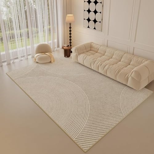 YANQSHM Teppiche Wohnzimmer 160×230cm Teppiche Wohnzimmer Moderner Weicher Beigefarbener Teppich rutschfest Geometrischer Rugs Große Loungematte Schlafzimmer Lounge Zuhause Kinder Büro Küche 160 von YANQSHM