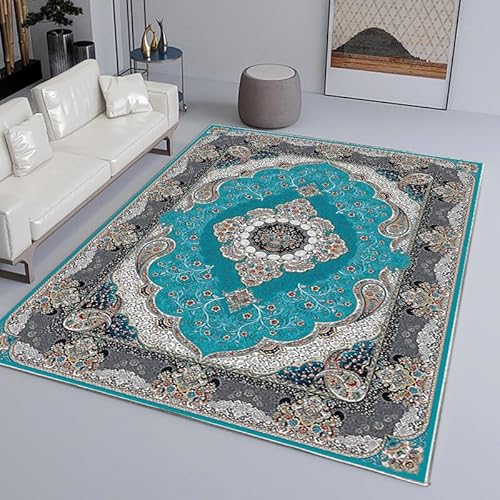YANQSHM Wohnzimmer Teppich 160x230cm Teppiche Schlafzimmer Vintage Boho Teppich Wohnzimmer Weicher Kurzflor Traditionelle Rugs Küche Esszimmer Flur Leicht Zu Reinigen Himmelblau 160 cm X 230 cm YANQSHM Wohnzimmer Teppich 160x230cm Teppiche Schlafzimmer Vintage Boho Teppich Wohnzimmer Weicher Kurzflor Traditionelle Rugs Küche Esszimmer Flur Leicht Zu Reinigen Himmelblau 160 cm X 230 cm von YANQSHM