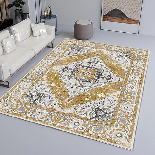 YANQSHM Wohnzimmerteppich 160x230cm Teppiche Schlafzimmer Vintage Boho Teppich Wohnzimmer Weicher Kurzflor Traditionelle Rugs Küche Esszimmer Flur Leicht Zu Reinigen Golden 160 cm X 230 cm YANQSHM Wohnzimmerteppich 160x230cm Teppiche Schlafzimmer Vintage Boho Teppich Wohnzimmer Weicher Kurzflor Traditionelle Rugs Küche Esszimmer Flur Leicht Zu Reinigen Golden 160 cm X 230 cm von YANQSHM