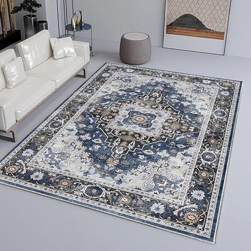YANQSHM Wohnzimmerteppich 90x150cm Teppiche Schlafzimmer Vintage Boho Teppich Wohnzimmer Weicher Kurzflor Traditionelle Rugs Küche Esszimmer Flur Leicht Zu Reinigen Dunkelblau 90 X 150 cm YANQSHM Wohnzimmerteppich 90x150cm Teppiche Schlafzimmer Vintage Boho Teppich Wohnzimmer Weicher Kurzflor Traditionelle Rugs Küche Esszimmer Flur Leicht Zu Reinigen Dunkelblau 90 X 150 cm von YANQSHM