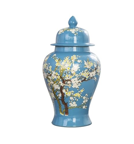 Ingwer Jar Keramik Tempel Dekoration Lagerung Vase Mit Deckel Wohnzimmer Hause Dekoration(Blue,L) von YANROSE