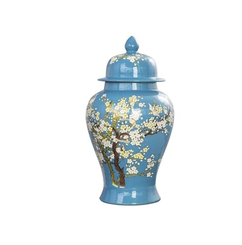 Ingwer Jar Keramik Tempel Dekoration Lagerung Vase Mit Deckel Wohnzimmer Hause Dekoration(Blue,S) von YANROSE
