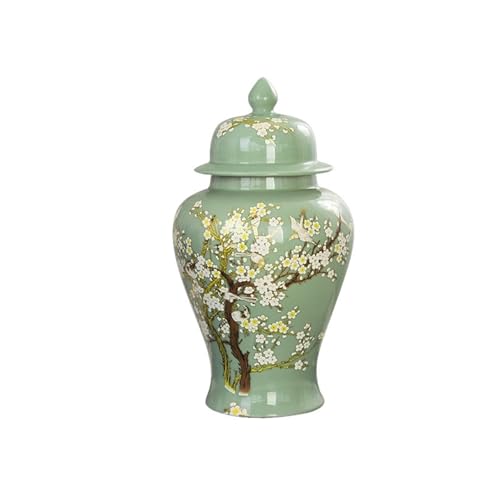 Ingwer Jar Keramik Tempel Dekoration Lagerung Vase Mit Deckel Wohnzimmer Hause Dekoration(Green,S) von YANROSE