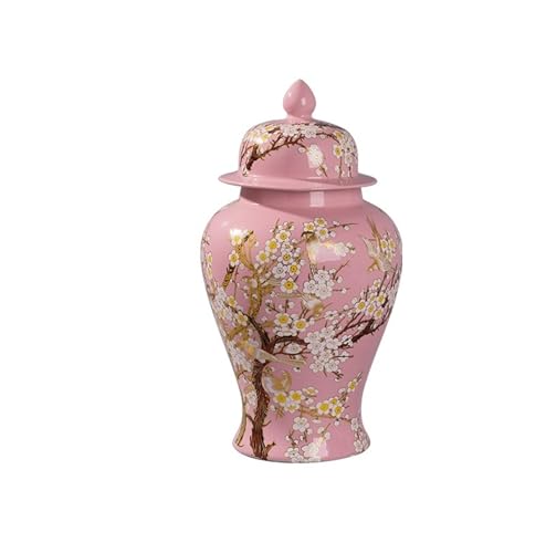 Ingwer Jar Keramik Tempel Dekoration Lagerung Vase Mit Deckel Wohnzimmer Hause Dekoration(Pink,S) von YANROSE