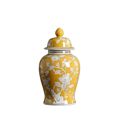 Keramik Ingwerdose mit Deckel versiegelt Vintage Teeaufbewahrung Jingdezhen Chinesische Porzellanvase Home Decor Centerpiece(Yellowb) von YANROSE