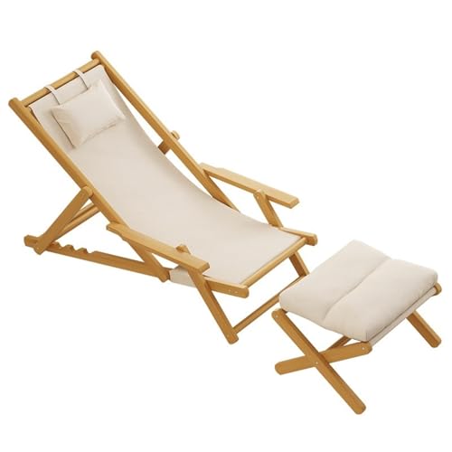 YANROSE 2 Stücke Liege Strand Stuhl Mit Fuß Hocker Ottomane Bambus Rahmen Gepolsterte Kopfstütze for Indoor Outdoor YANROSE 2 Stücke Liege Strand Stuhl Mit Fuß Hocker Ottomane Bambus Rahmen Gepolsterte Kopfstütze for Indoor Outdoor von YANROSE