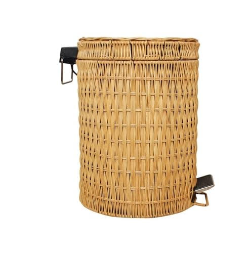 YANROSE Schritt Mülleimer Mit Fuß Pedal Rattan Pedal Bin Mit Deckel Doppel Schicht Mülleimer Touchless(Yellow,20L) von YANROSE