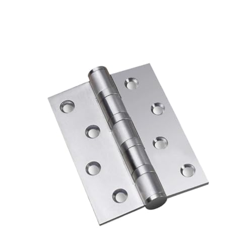 Scharniere Edelstahlscharnier 4 Zoll Lager Scharniere 3mm Dicke Türen Möbelbeschläge Scharniere Klappbar(Silver) von YANSHUYU