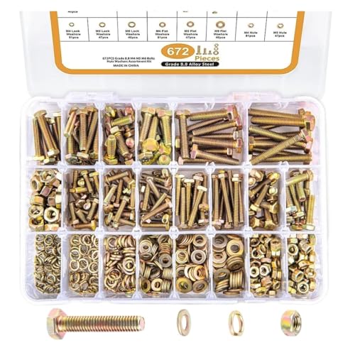 Schrauben Muttern Set 672-teilige M4 M5 M6 metrische Schrauben- und Mutternsätze, robuste Sechskantschrauben- und Mutternsätze Schraubenset Schrauben Muttern Set 672-teilige M4 M5 M6 metrische Schrauben- und Mutternsätze, robuste Sechskantschrauben- und Mutternsätze Schraubenset von YANSHUYU