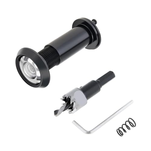 TüRspion 16mm 200 Grad Türspion Guckloch Glaslinse Weitwinkel Messing Peek Gucklöcher for 35-60mm Türstärke TüRspion Ohne Bohren(Black Set) von YANSHUYU